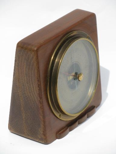 1930s vintage Airguide barometer, brass and mahogany case Fee and Stemwedel