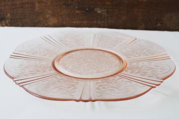 Vintage Beautiful Cut Glass Plate With Square Insert Platinum Border