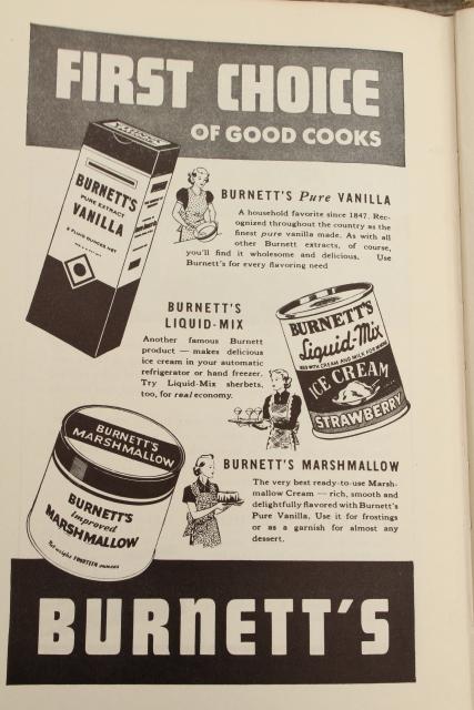 1930s vintage Boston Cooking School Cook Book, early Fanny Farmer cookbook w/ depression era ads