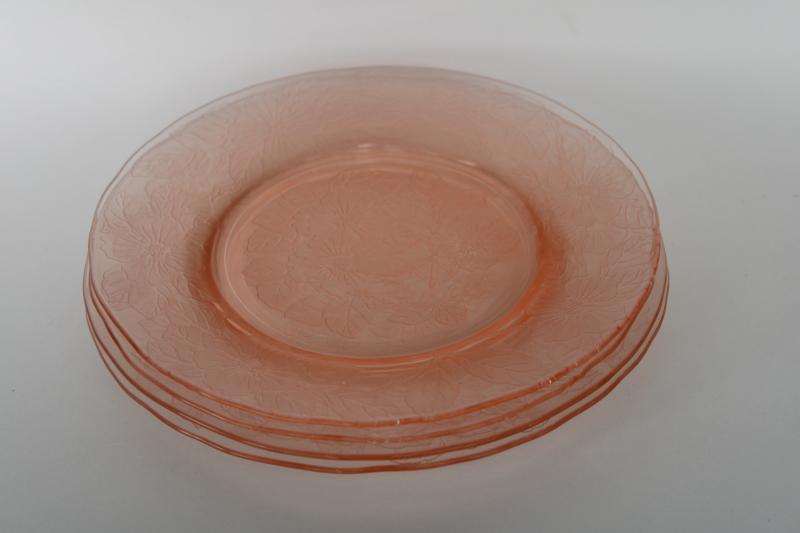 1930s vintage Macbeth Evans dogwood pink depression glass salad plates