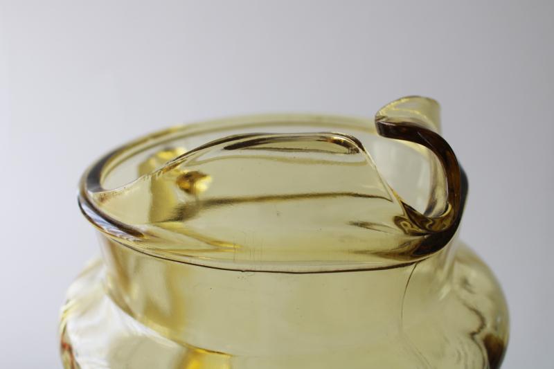 1930s vintage Madrid amber depression glass pitcher ice lip shape Federal glass