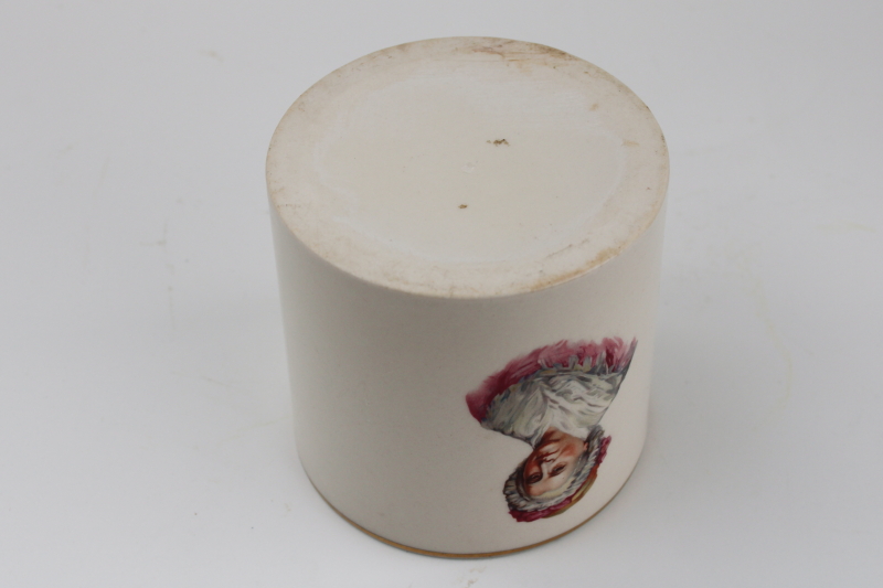 1930s vintage Martha Washington ceramic canister jar or pot of flowers