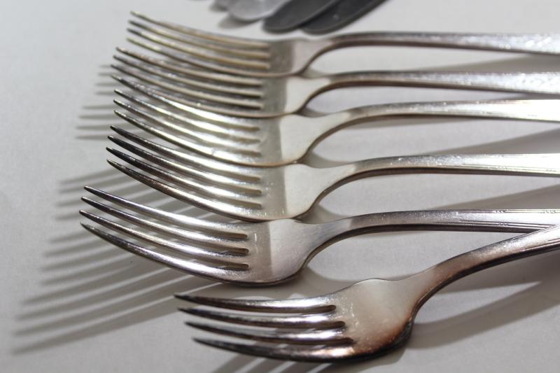 1930s vintage Oneida Tudor plate silverware, Friendship - Medality pattern knives & forks