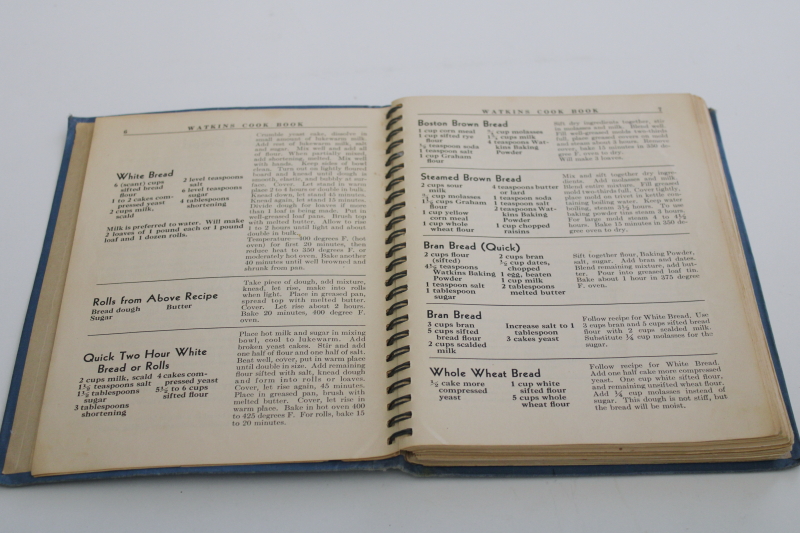 1930s vintage Watkins Cook Book, depression era cooking, baking, canning and preserving
