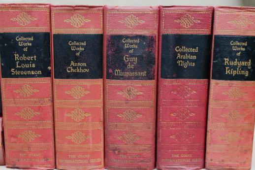 1930s vintage library of the classics, hard bound books of collected great works