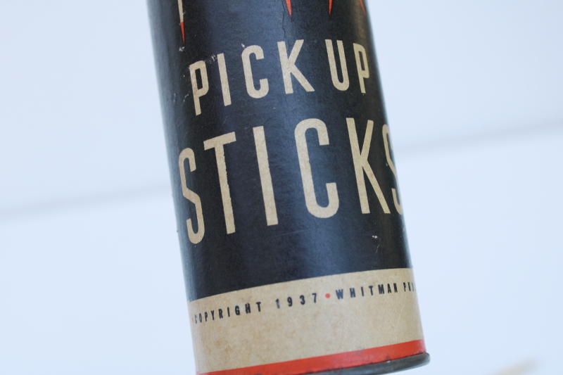 1930s vintage pick up sticks Whitman game, painted wood Pix in original art deco packaging