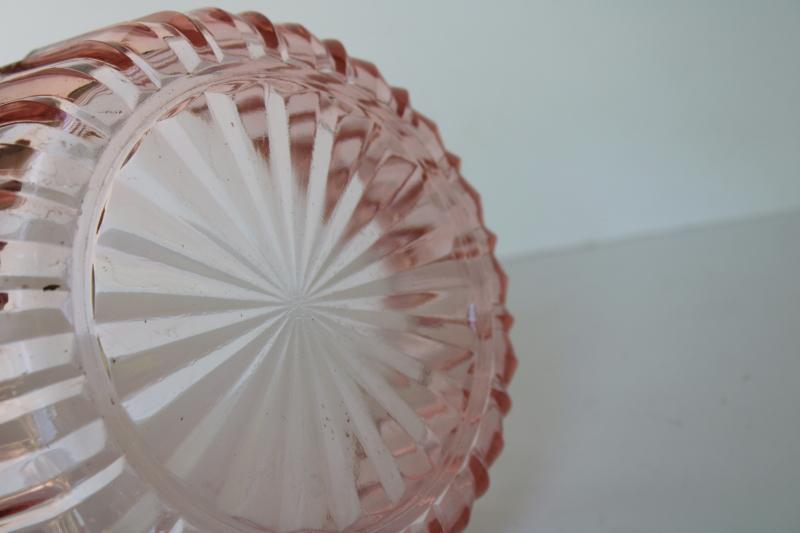 1930s vintage pink depression glass candy dish, Anchor Hocking Fortune pattern
