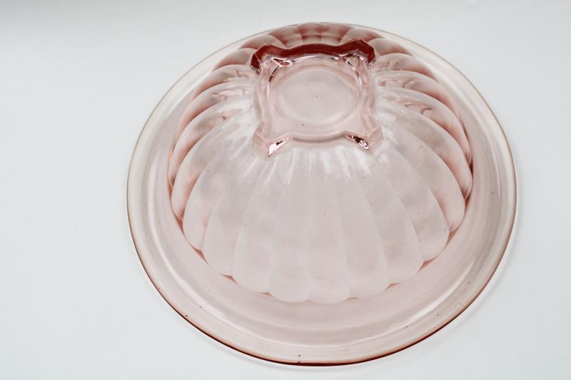 1930s vintage pink depression glass mixing bowl, Hazel Atlas glassware