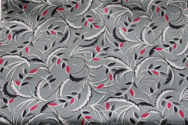 1930s vintage print cotton fabric, quilting or dress weight art deco floral on grey