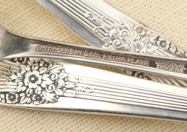 1930s vintage silver plate flatware, Marigold pattern Wm Rogers silverware