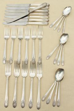 1930s vintage silver plate flatware, Marigold pattern Wm Rogers silverware