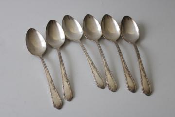 1930s vintage silver plate tea spoons Meadowbrook Heather, art deco flatware