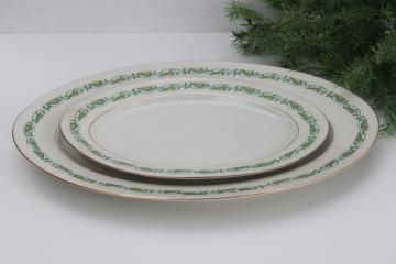 1940s 50s vintage Germany Baronet Augusta china platters, swags in holiday green gold