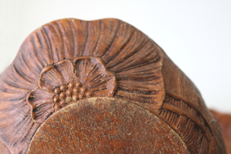 1940s 50s vintage Multi Products carved wood look bowls, nut bowl  flowers