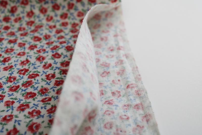 1940s 50s vintage cotton feed sack fabric, tiny print red & pink roses