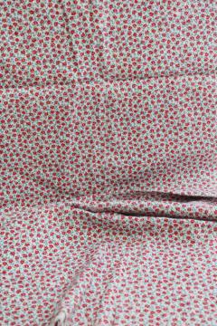 1940s 50s vintage cotton feed sack fabric, tiny print red & pink roses