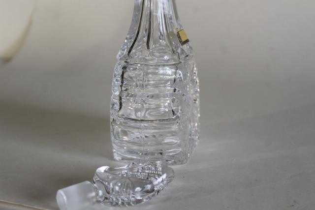 1940s 50s vintage cut lead crystal cruet bottle w/ stopper, Western Germany label
