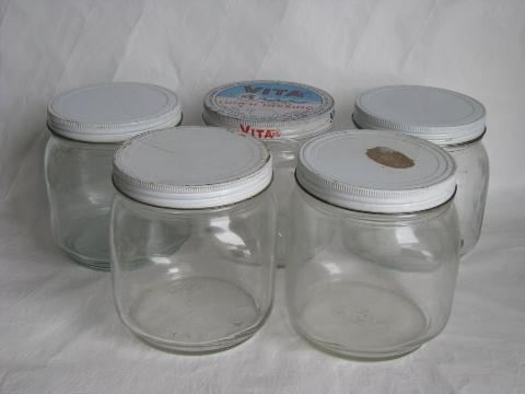 1940s - 50s vintage glass canisters & herring jars, old kitchen canister lot