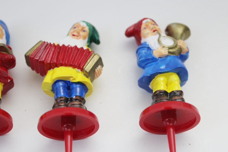 1940s 50s vintage hard plastic gnomes fairy tale dwarfs cake topper picks, Western Germany