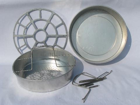 1940s, WWII vintage, 16 quart aluminum National pressure cooker from old farm kitchen