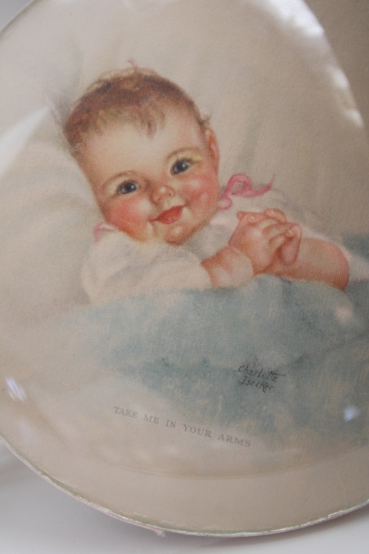 1940s vintage Charlotte Becker baby prints, small wall art plaques ...