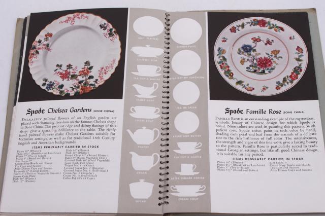 1940s vintage Copeland Spode china catalog book, about 50 china patterns