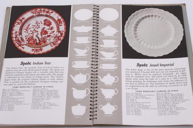 1940s vintage Copeland Spode china catalog book, about 50 china patterns