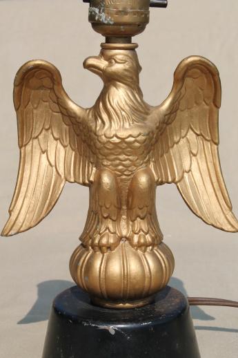 Vintage Heavy Cast Iron Metal Patriotic Eagle Lamp 13.5" 