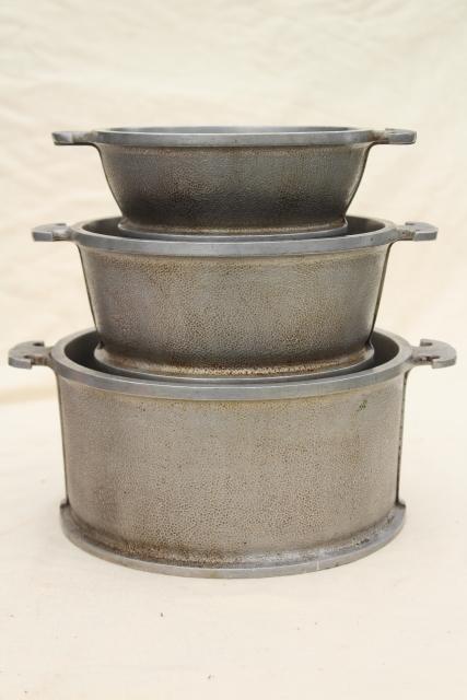 1940s vintage Guardian Service ware aluminum cookware dutch oven pots and pans stack