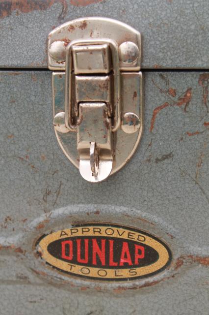 1940s vintage Sears Roebuck Dunlap tool box, rustic industrial all metal toolbox
