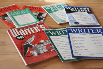 1940s vintage Writers magazines & directory, Author & Journalist issues, literary photo stylist prop