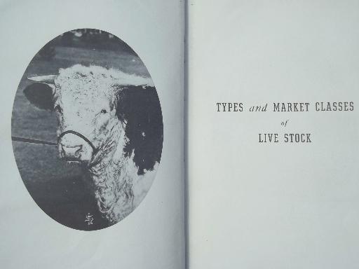 1940s vintage agriculture text book, types of livestock farm handbook