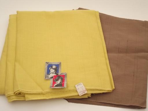 1940s vintage cotton blend shirting fabric w/ fun original label, 5 yds 