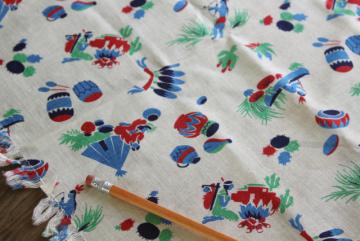 1940s vintage cotton feed sack fabric Native American Indian print, very retro!