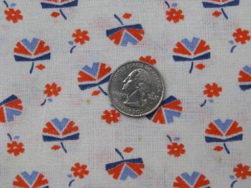 1940's vintage cotton feed sack fabric, art deco flowers print
