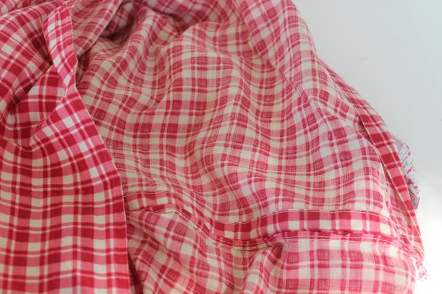 1940s vintage cotton feed sack fabric, red plaid, country barn print - farmhouse pillowcases