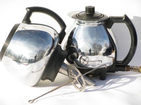 1940s vintage deco chrome / stainless Sunbeam electric percolator coffee pot