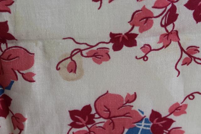 1940s vintage feed sack print cotton yardage, 5 1/2 yards uncut feedsack fabric printed ivy