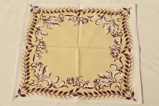 1940s vintage linens, print cotton kitchen tablecloth & napkins set ...