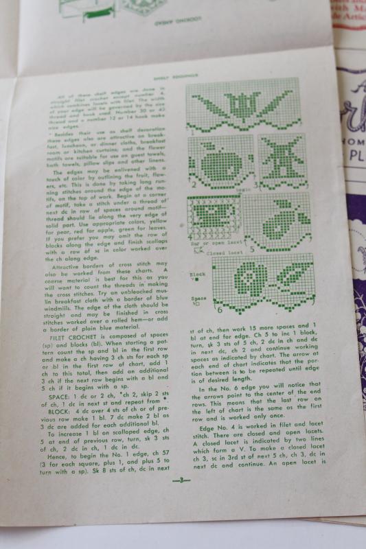 1940s vintage needlework leaflets, early Workbasket quilt patterns, crochet