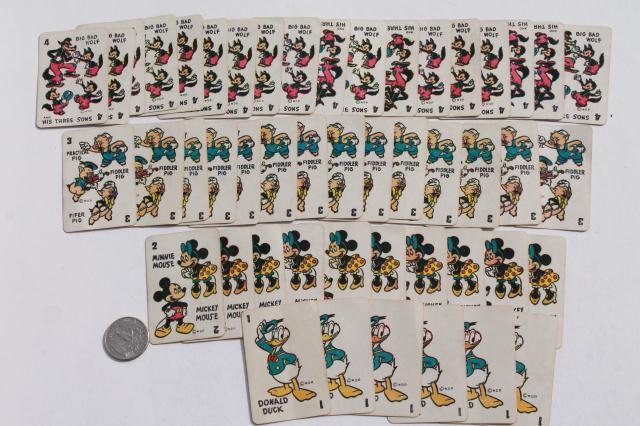 1940s vintage playing cards, mini card games w/ Donald Duck, Animal Rummy, Snap etc.