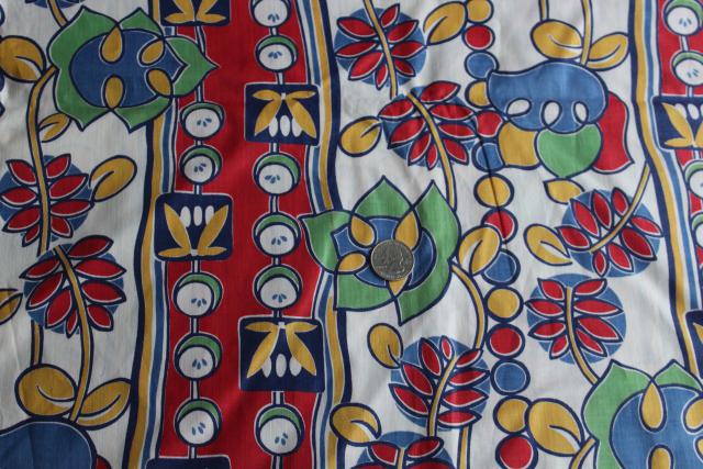 1940s vintage print cotton fabric, fiesta bright colors, old Mexico style!