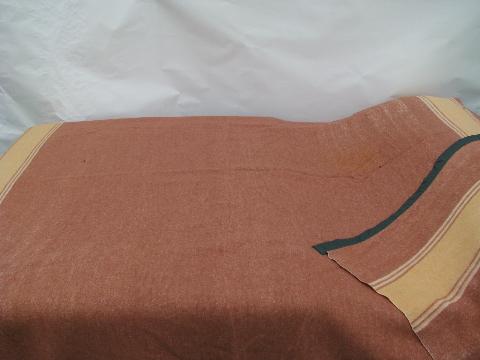 1940s vintage wool or rayon / cotton camp blanket