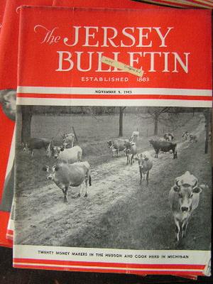 1943 jersey bulletins, dairy cattle cows pedigrees, ads