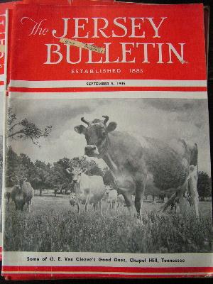 1945 jersey bulletins, dairy cattle cows pedigrees, ads