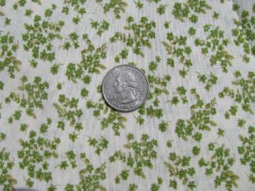 1950s -60s irish green tiny flowers print, vintage 38'' wide cotton quilting fabric