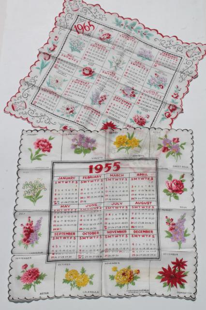 1950s 60s vintage flowered hankies, printed cotton handkerchiefs in rose print hanky box