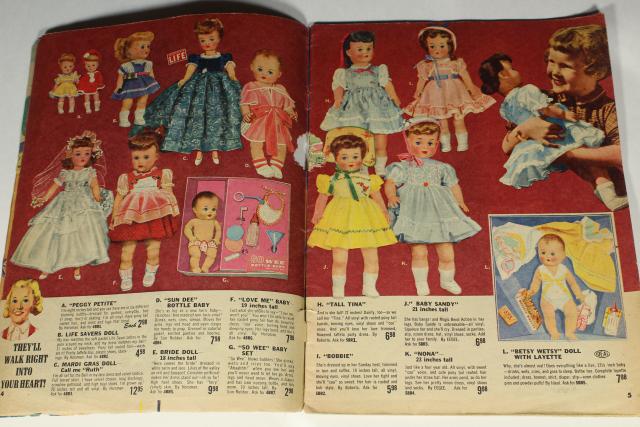 1950s Christmas toy wish book catalog,       Billy & Ruth top 1956 toys games trucks etc