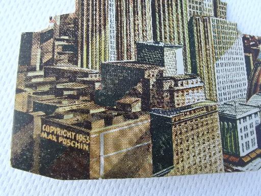 1950s Max Poschin die-cut postcard, vintage Empire State building card