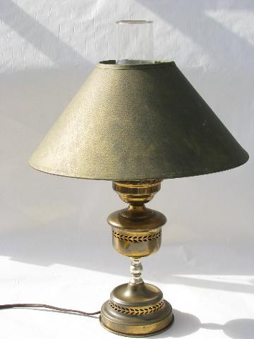 1950s mid-century vintage brass desk & library table lamps